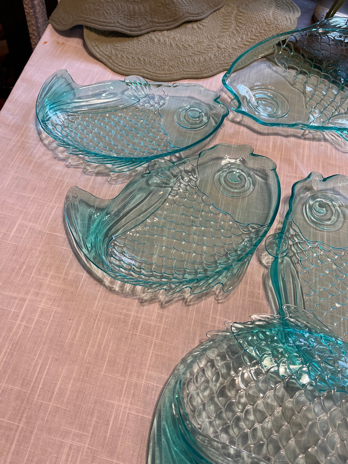 Vintage Plastic Fish Shaped Platter Tray & Plastic Plates Set Etsy