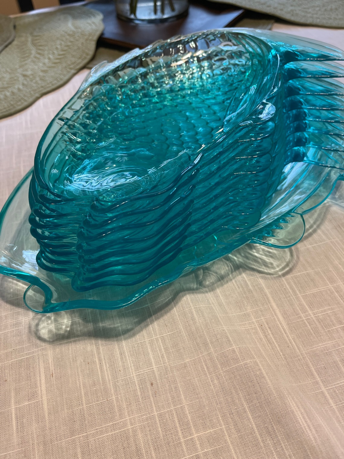 Vintage Plastic Fish Shaped Platter Tray & Plastic Plates Set Etsy