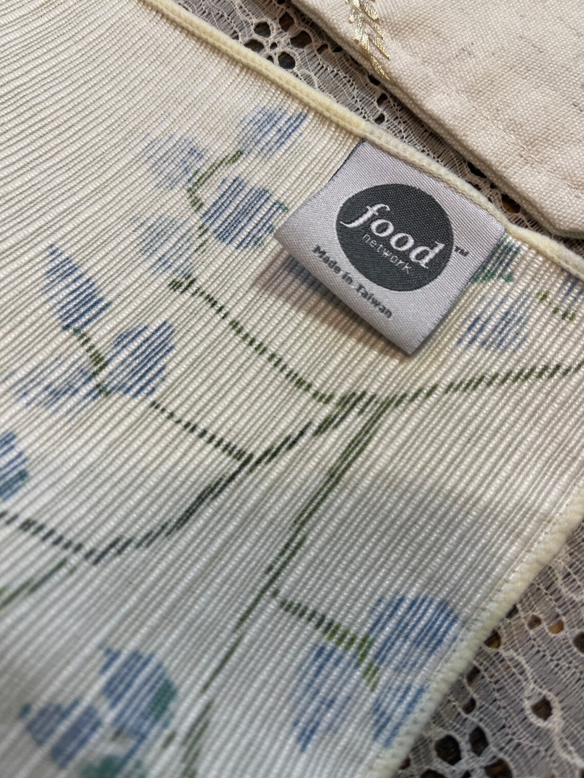 Food Network Cloth Napkins Floral Leaves Cream 18 1/2 x Etsy