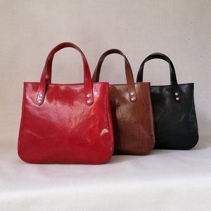 Bag with handles, real Italian leather, handmade
