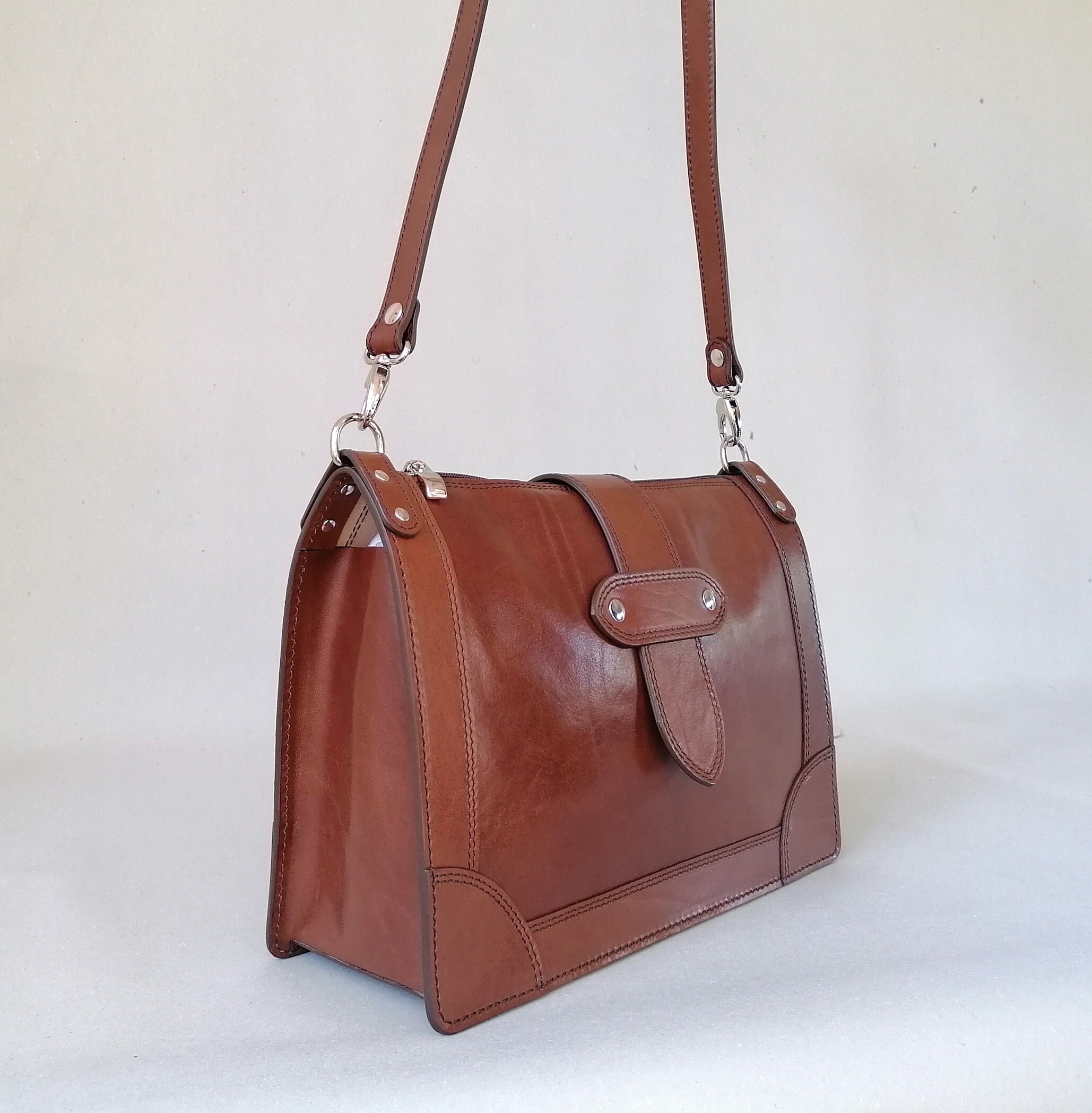 ハンドバッグ Golden Borsa A Mano Vita In Pelle Handmade Leather Bag, Women's Zip Shoulder Bag, Italian