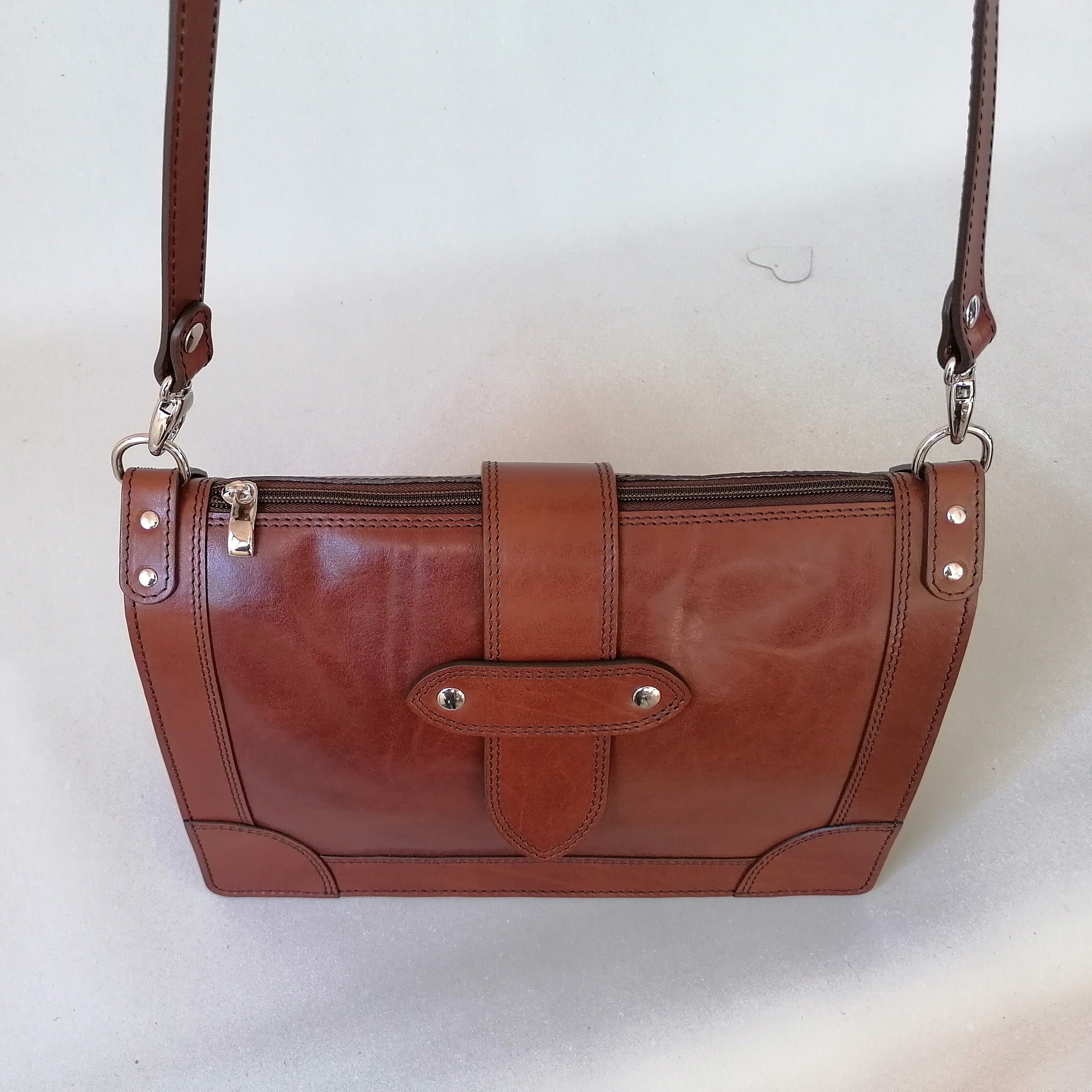 ハンドバッグ Golden  Borsa A Mano Vita In Pelle Handmade Leather Bag, Women's Zip Shoulder Bag, Italian