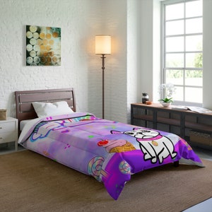 Comforter - Candy Cupcake World - Sad Little Frenchie - French Bulldog