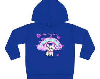 Felpa con cappuccio in pile pullover per bambini 2-6T - Candy Rainbow Days - Piccolo francese triste - Bulldog francese