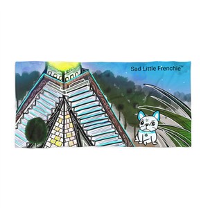 Beach Towel - Chichen Itza - Sad Little Frenchie - French Bulldog