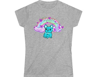 Maglietta da donna in morbido cotone con stampa "Hello Gorgeous French Bulldog".