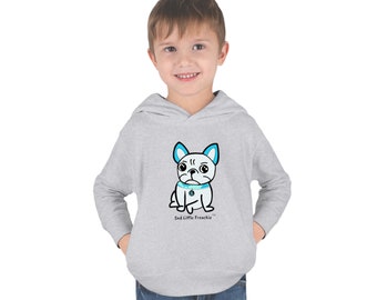 Felpa con cappuccio in pile pullover per bambini 2-6T - Blu basic - Piccolo francese triste - Bulldog francese