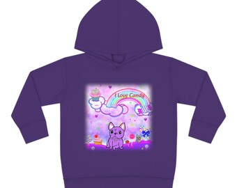 Felpa con cappuccio in pile pullover per bambini 2-6T - Cotton Candy World - Piccolo francese triste - Bulldog francese
