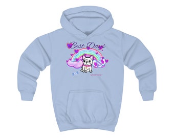 Felpa con cappuccio per bambini con bulldog francese arcobaleno