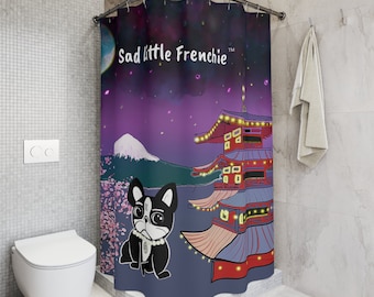 Tenda da doccia - Fiore di ciliegio - Piccolo francese triste - Bulldog francese