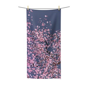 Bath Towel - Cherry Blossom - Sad Little Frenchie - French Bulldog