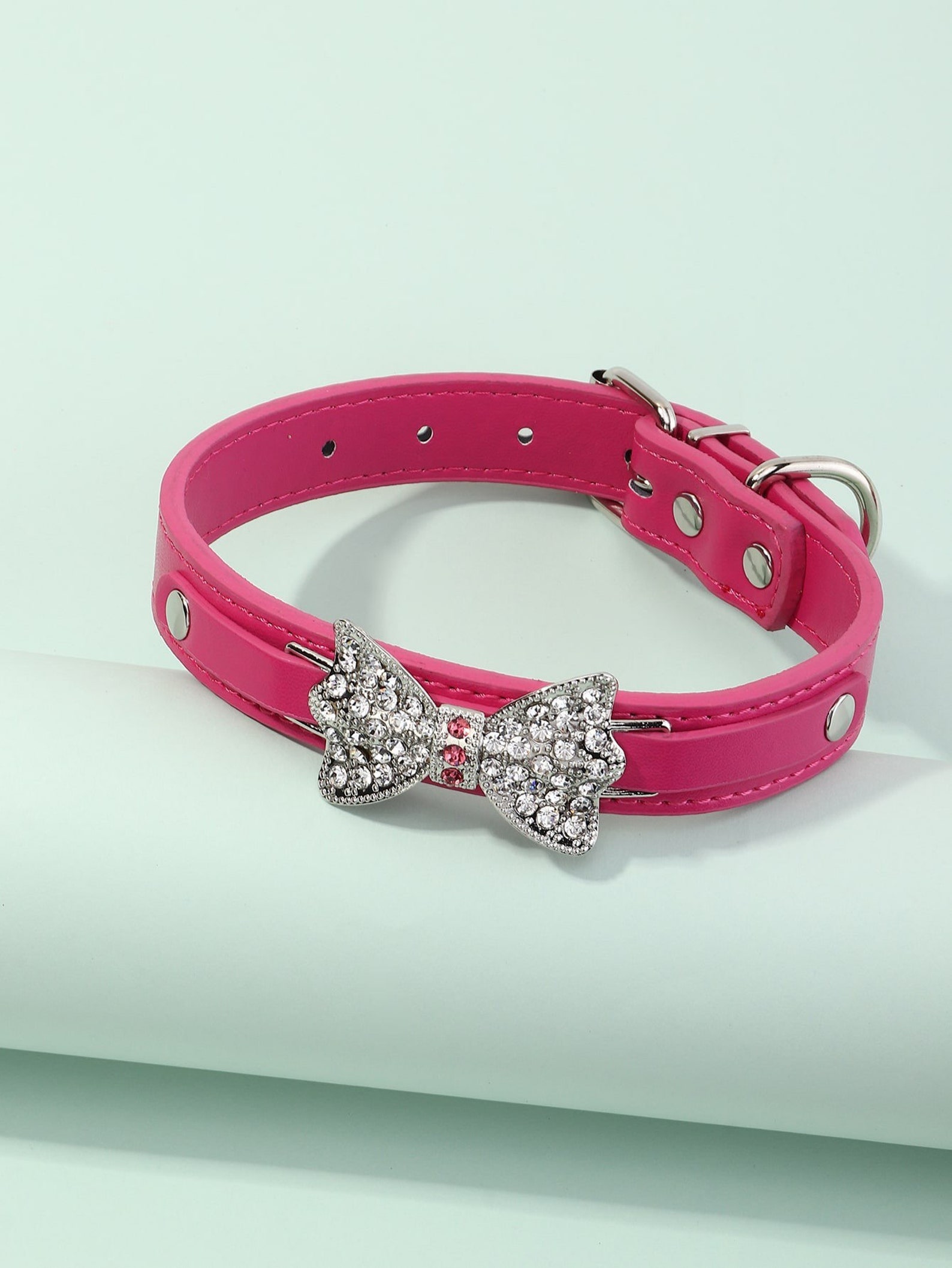 Hot Pink Collar With Jeweled Bow Tie Decor Etsy