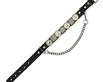 Leather boot chain - round conchas - black