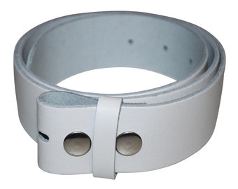 Belt without buckle - leather belt - belt - white - 4 cm - all lengths