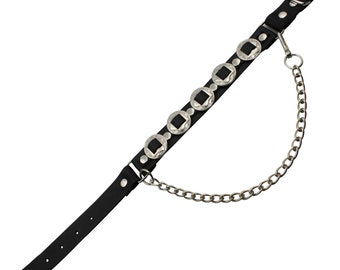 Leather boot chain - Conchas classic - black