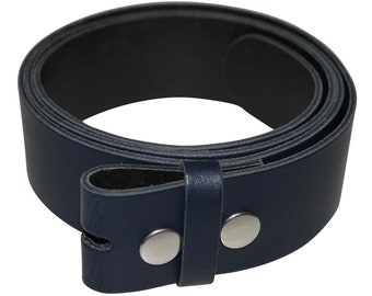 Belt without buckle - leather belt - belt - blue - 4 cm - all lengths