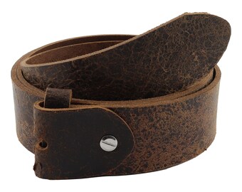 Belt without buckle - leather belt - belt - dark brown - cracked look - 4 cm