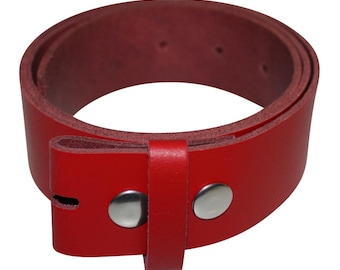Belt without buckle - leather belt - belt - red - 4 cm
