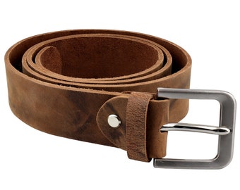 Leather belt 4 cm leather belt with brown marbled buckle