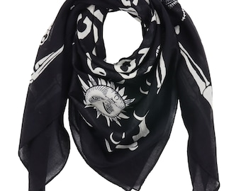 Cotton cloth - Gothic Ouija 01 - Spiritboard - black and white - square cloth