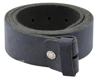 Belt without buckle - leather belt - belt - navy blue - cracked look - 4 cm