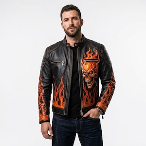 Painted Leather Jacket Mens - Etsy