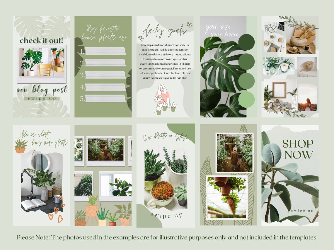 30 Green Plant Inspired Instagram Story Templates Canva Etsy España