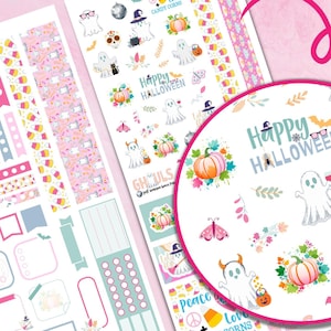 Zestaw naklejek na Halloween Hobonichi | Planer do wydruku i pliki Cricut Cut | Dekoracja naklejek do tygodniowego planera