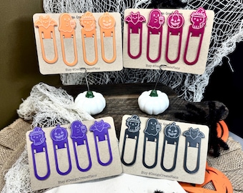 Pestañas de planificador de Halloween que brillan en la oscuridad / Lindos clips de papel con fantasmas, calabazas, brujas y murciélagos