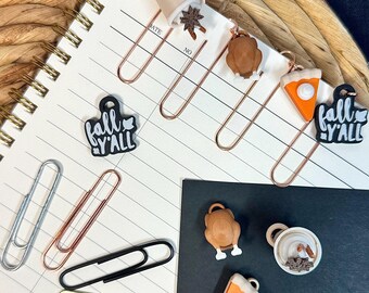 Adornos para planificador con forma de clip con temática otoñal de Acción de Gracias - Juego de 2