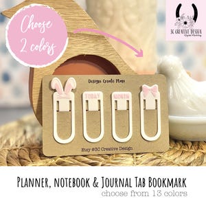 Easter Bunny Bows Page Marker Large Tabs Bookmarks for Planner, Journal, Notebooks - Choose From Multiple Colors