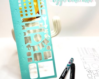 Plantilla y regla para planificador de diario: elige el color, opciones de brillo, plástico