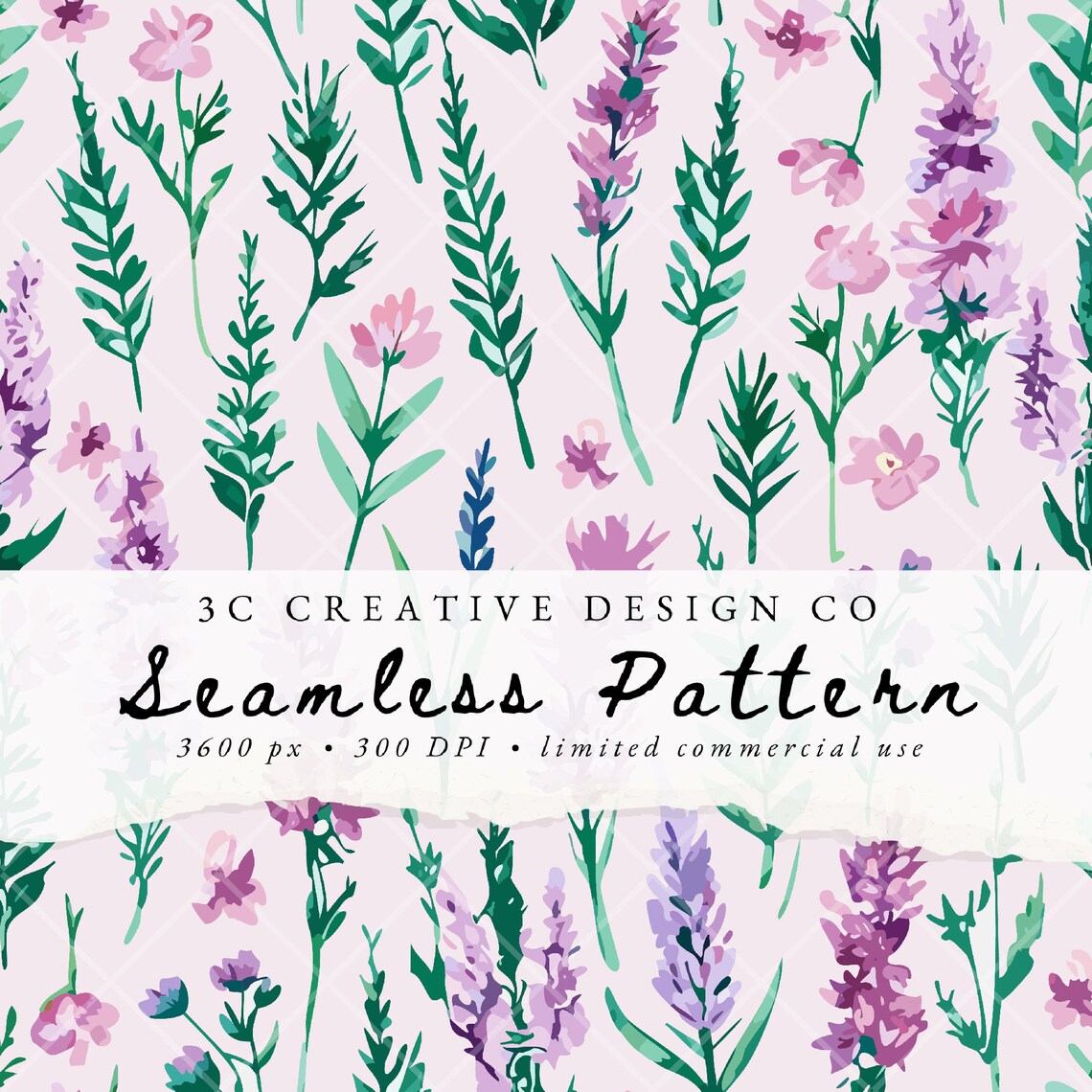 Seamless Floral Watercolor Pattern, Floral Digital Paper, Commercial ...