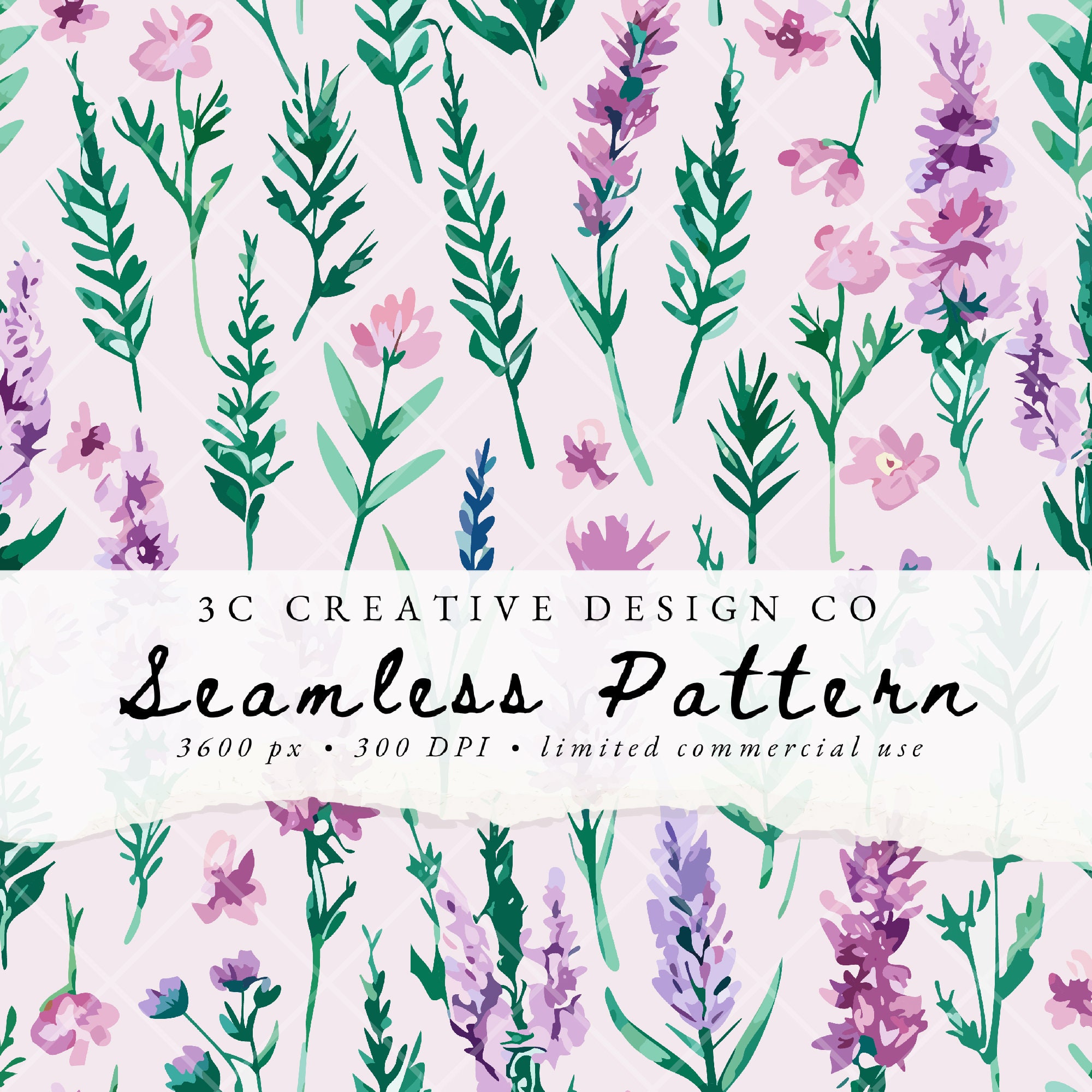 Seamless Repeat Floral Pattern, Commercial Use Clipart Bundle, Digital ...