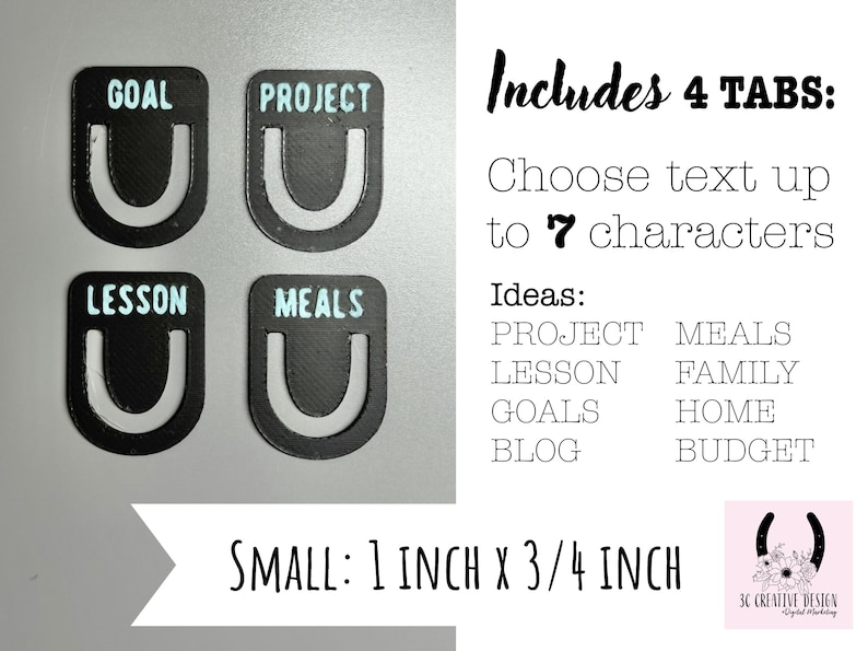Customizable Small Page Marker Bookmark Tabs for Planners, Notebooks ...
