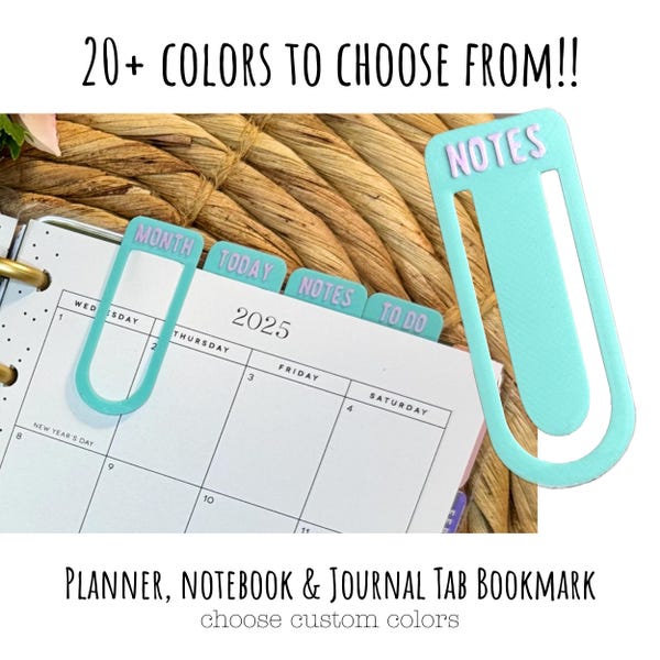 Large Custom Color Page Marker Tabs Bookmarks for Planner, Journal, Notebooks - Choose From Multiple Colors