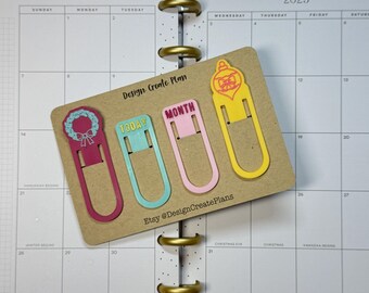 Separadores de página decorativos para planificadores navideños vintage / Colores brillantes