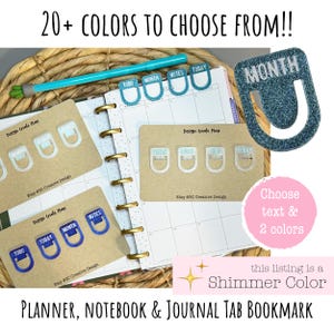 Glitter Customizable Small Page Marker Bookmark Tabs for Planners, Notebooks, Journals - Your Text & Shimmer Color Choices