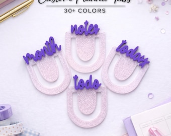 Pestañas pequeñas para planificador con fuente de escritura brillante, marcador de diario con clip, elija entre más de 30 colores