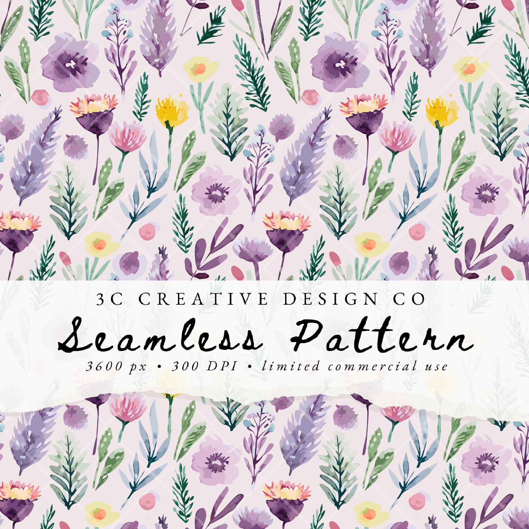 Seamless Repeat Floral Pattern, Commercial Use Clipart Bundle, Digital ...