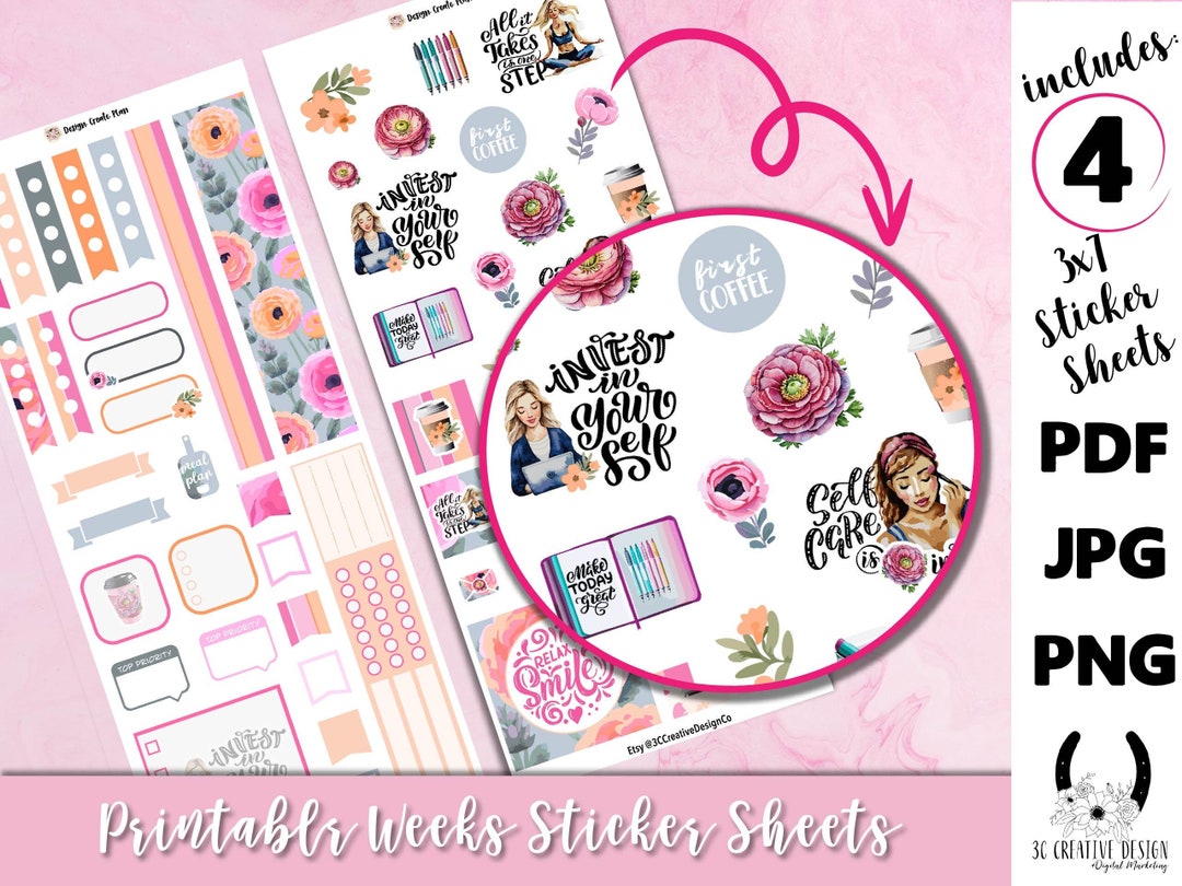 Printable Planner Stickers Hobonichi Weekly Kit, Digital Productivity ...