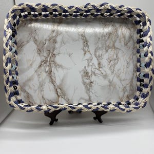 Hand-woven rectangular tray