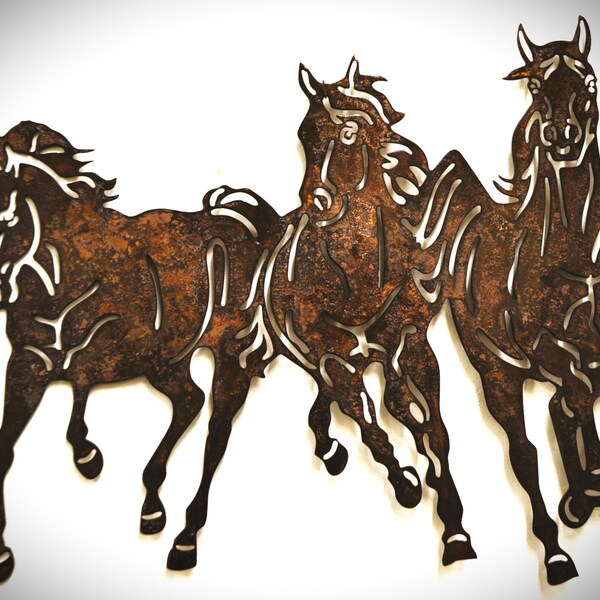 Stamped Metal Running Horses Metal Running Horses - Etsy