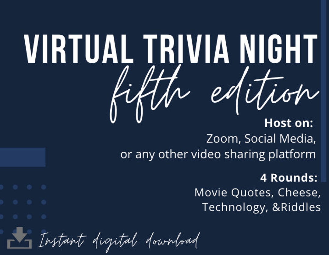 VIRTUAL TRIVIA NIGHT Fifth Edition Zoom Trivia Family Etsy