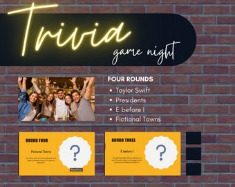 VIRTUAL TRIVIA NIGHT - Pub Trivia - Downloadable Trivia- Easy to play Trivia- Fun Categories - Zoom Trivia - Family Game Night - ScreenShare