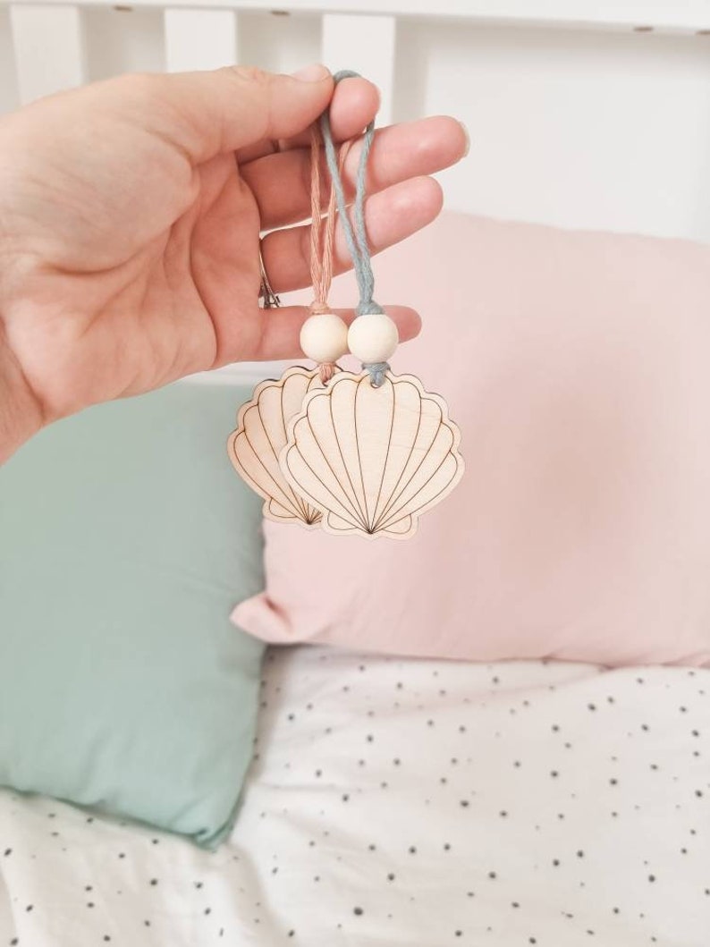 Seashell Wooden Gift Tag Seashell Hanging Decoration image 6