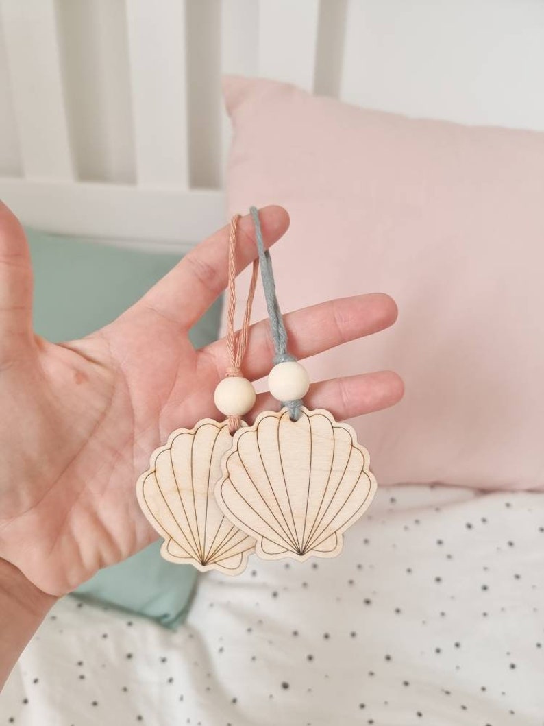 Seashell Wooden Gift Tag Seashell Hanging Decoration image 5