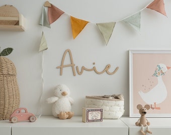 Personalised Wooden Name Sign | Custom Baby Name Wall Decor for Nursery or Kids Bedroom
