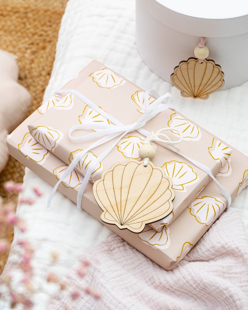 Seashell Wooden Gift Tag Seashell Hanging Decoration image 3