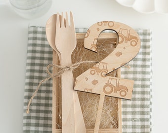 Farmyard Number Wooden Cake Topper | Farm Theme Cake Topper | Number Cake Topper | Kids Wooden Cake Topper